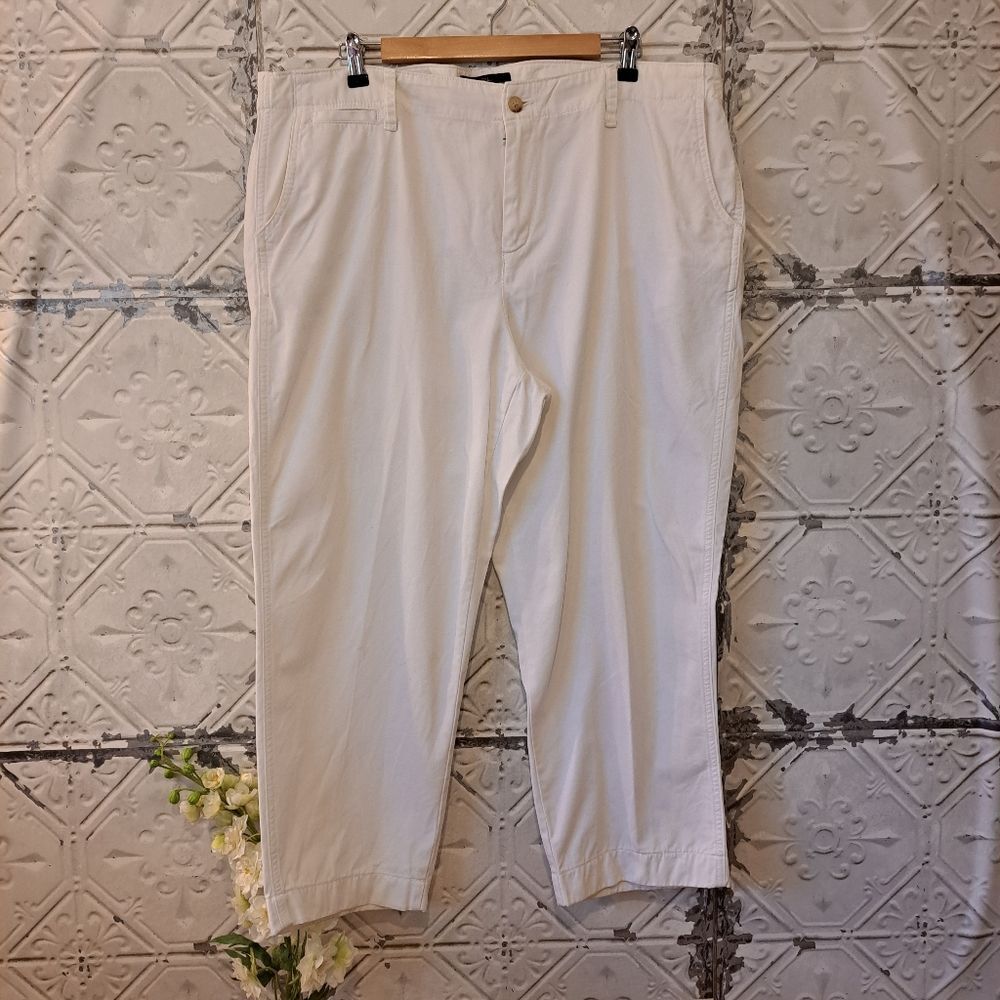Lauren Ralph Lauren Vintage White Classic Mid Rise Cropped Jeans Plus 18W